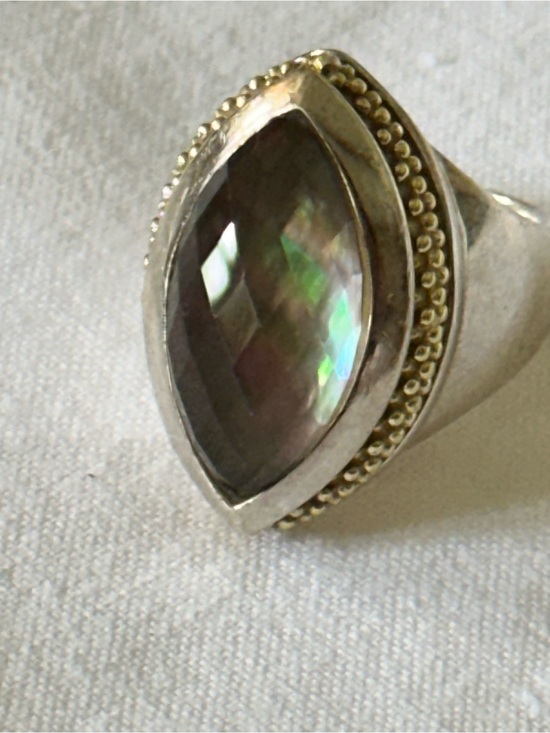 LAGOS Jewelry - LAGOS Sterling Silver and 18k Gold Ring with Smokey Quartz Teardrop Stone